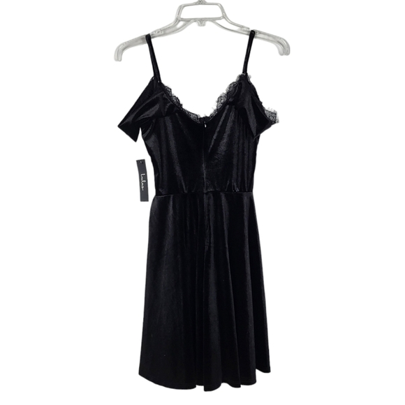 LULUS Middle of the Night Black Velvet Off-the-Shoulder Dress NWT - Picture 3 of 5
